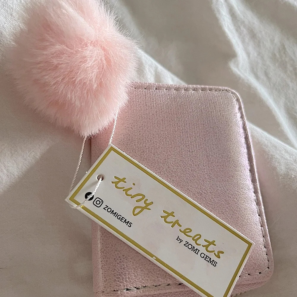 Zomi Gems Pink Iridescent Wallet with Removable Pom Pom